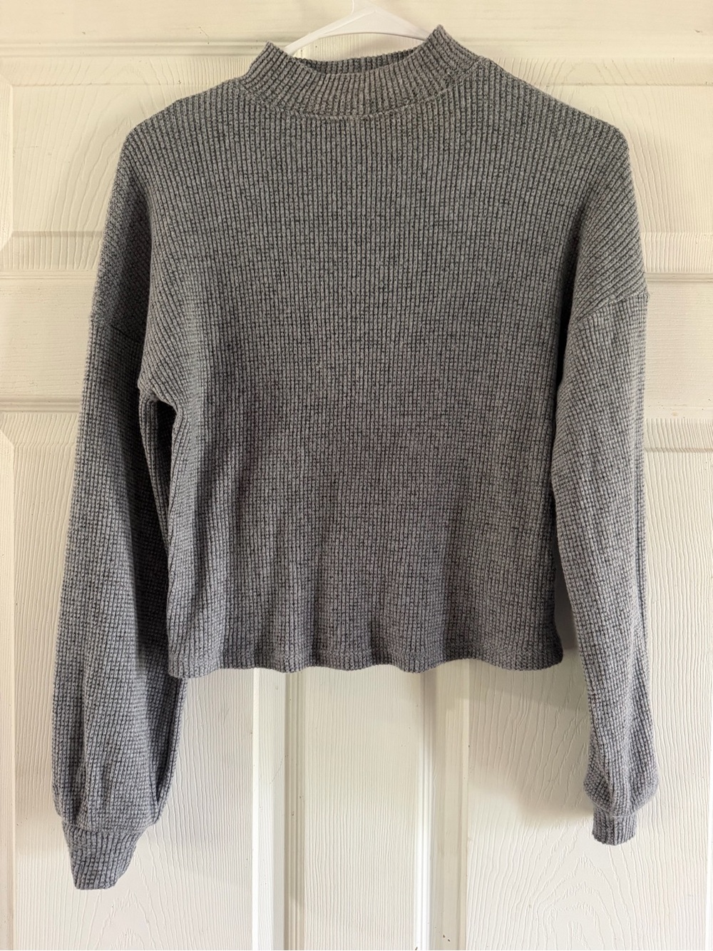 SO Gray Ribbed Mock Neck Sweater